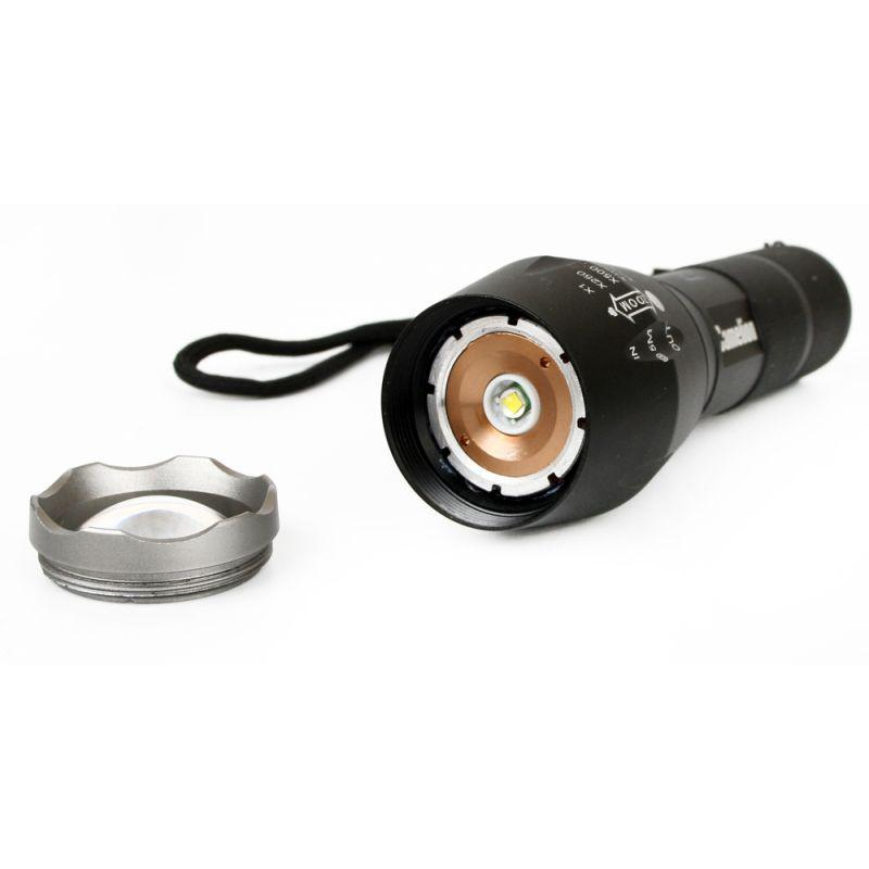 Фонарь Camelion черный, LED XML-T6, ZOOM, 5 режимов, алюминий