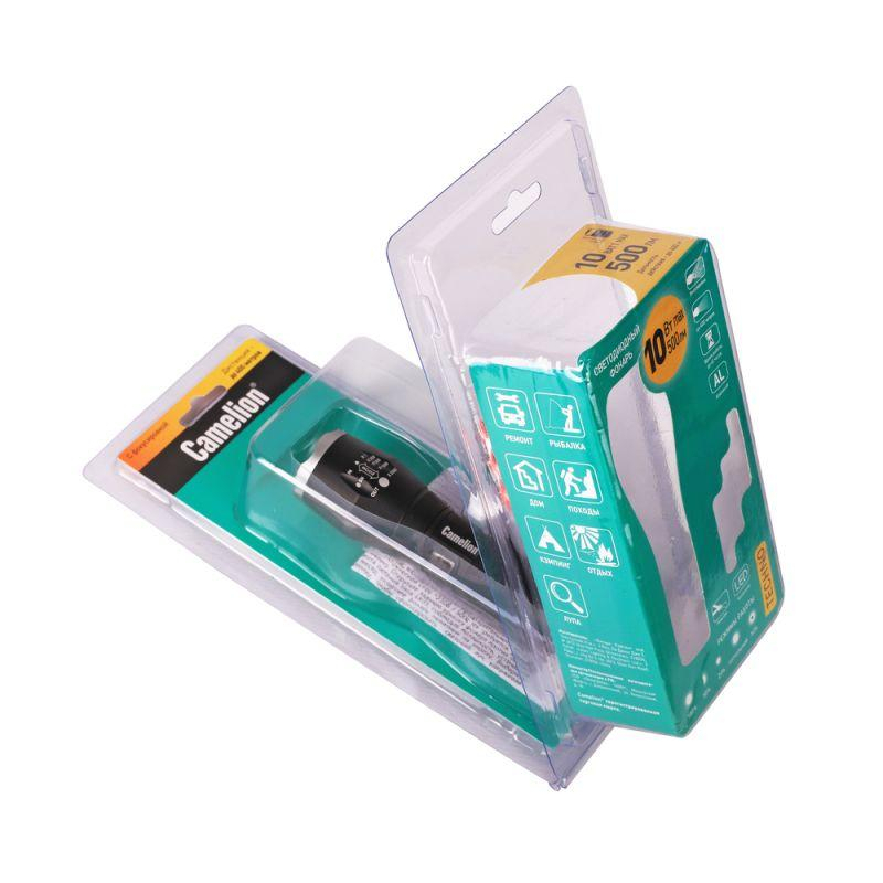 Фонарь Camelion черный, LED XML-T6, ZOOM, 5 режимов, алюминий