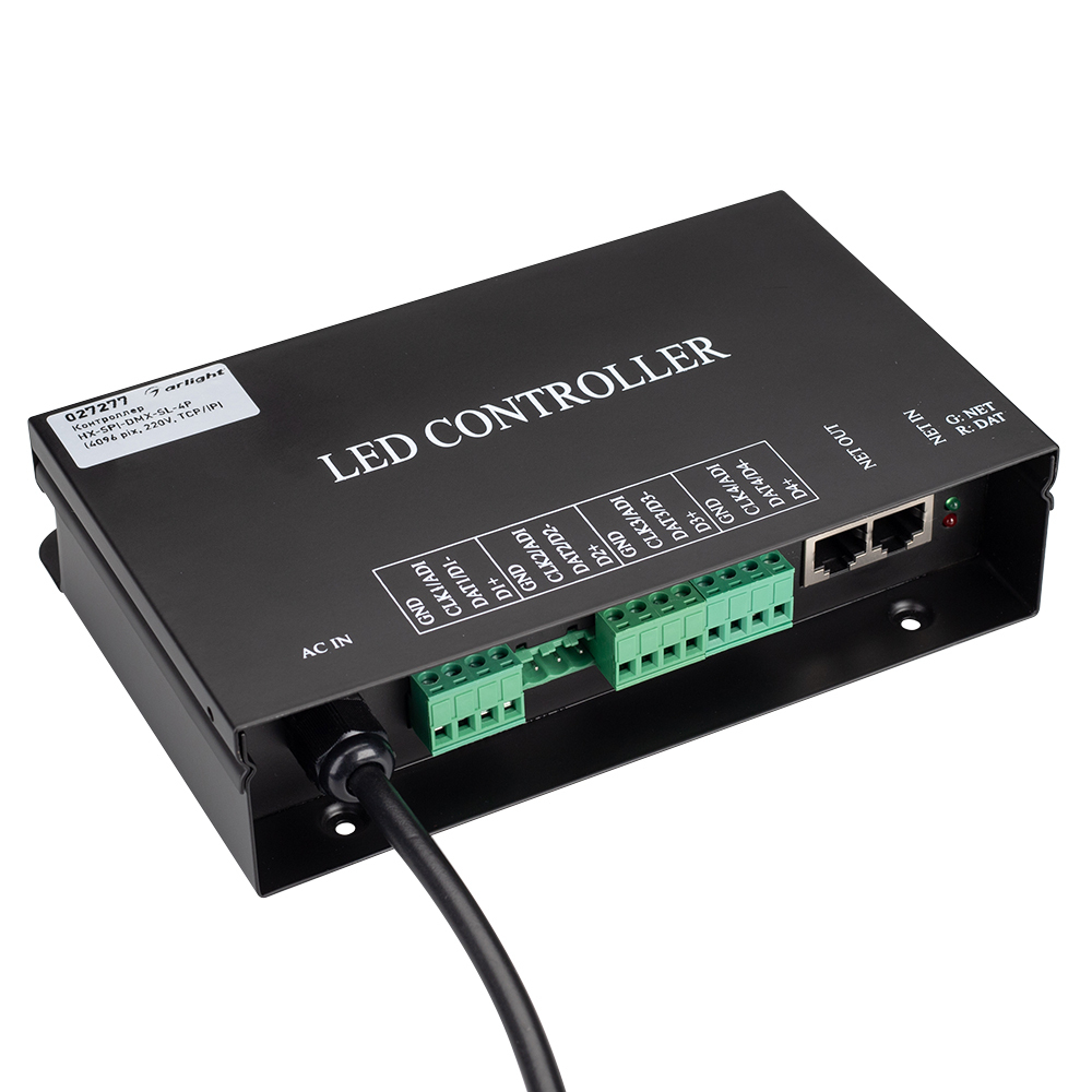 Контроллер HX-SPI-DMX-SL-4P (4096 pix, 220V, TCP/IP, add, ArtNet) (Arlight, IP20 Металл, 2 года) (027277)