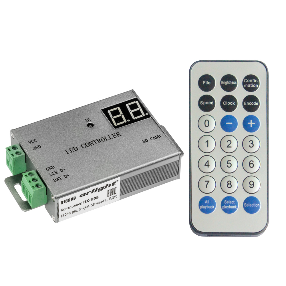 Контроллер HX-805 (2048 pix, 5-24V, SD-карта, ПДУ) (Arlight, -) (016999)