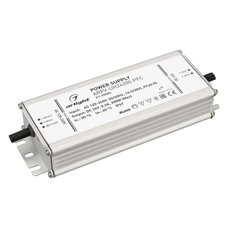 Блок питания ARPV-UH24200-PFC (24V, 8.3A, 200W) (ARL, IP67 Металл, 7 лет) (028086)