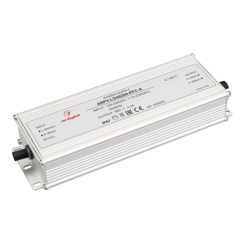 Блок питания ARPV-LG48200-PFC-A (48V, 4.2A, 200W) (ARL, IP67 Металл, 5 лет) (030033)