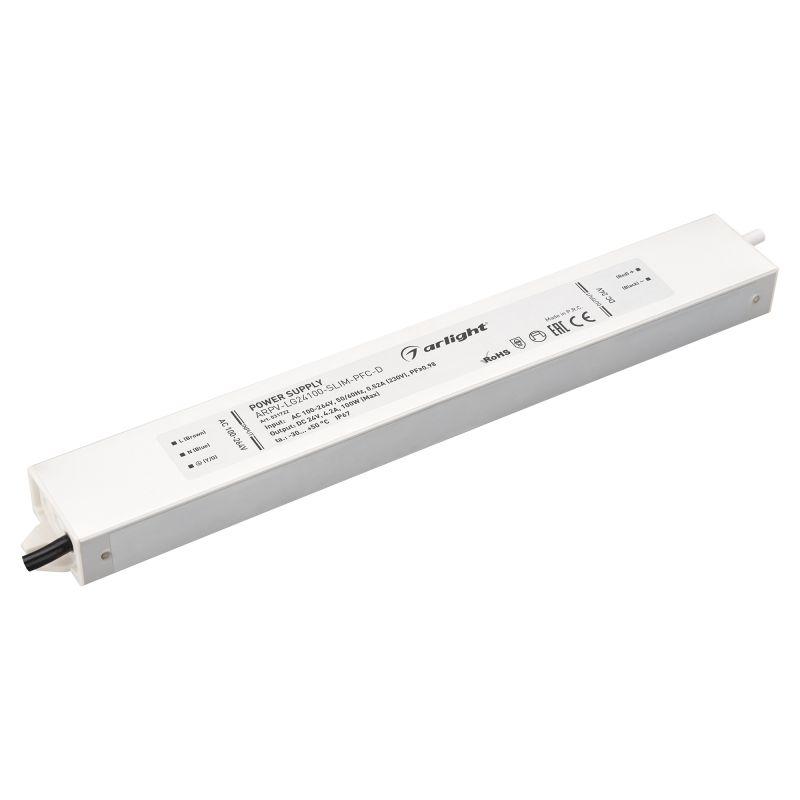Блок питания ARPV-LG24100-SLIM-PFC-D (24V, 4.2A, 100W) (Arlight, IP67 Металл, 5 лет) (031722)