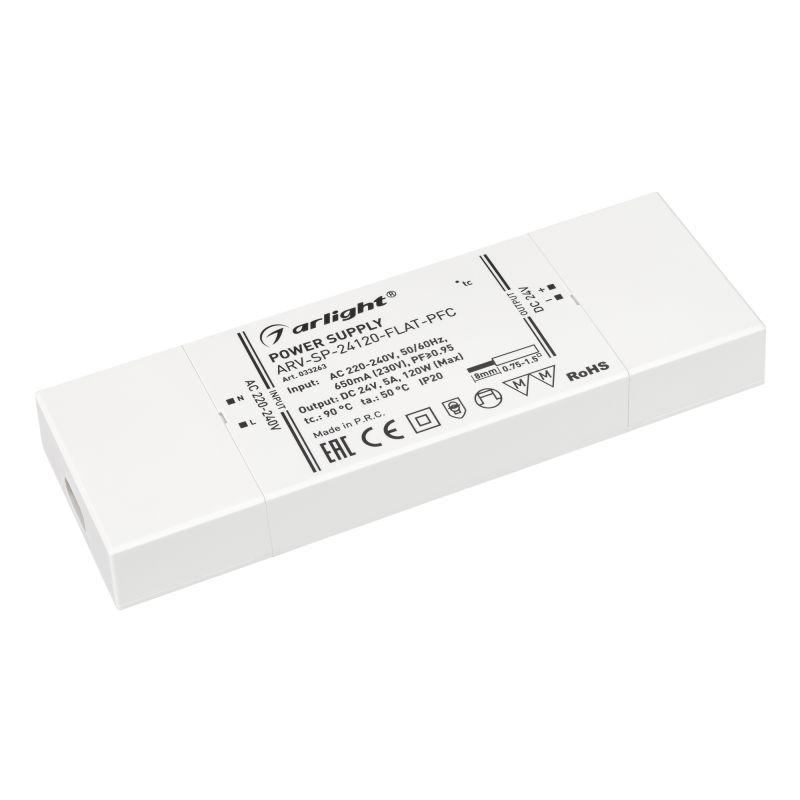 Блок питания ARV-SP-24120-FLAT-PFC (24V, 5A, 120W) (Arlight, IP20 Пластик, 5 лет) (033263)