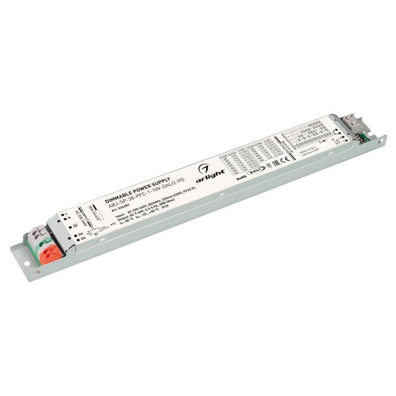 Блок питания ARJ-SP-38-PFC-1-10V-DALI2-PD (38W, 9-60V, 0.3-0.9A) (Arlight, IP20 Пластик, 5 лет) (036287)