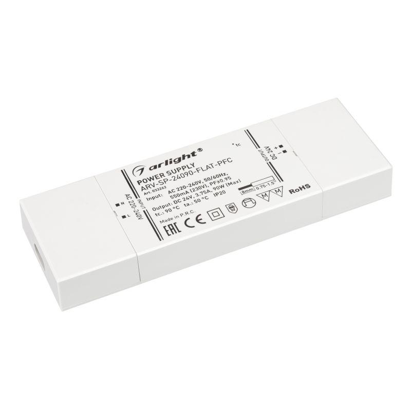 Блок питания ARV-SP-24090-FLAT-PFC (24V, 3.75A, 90W) (Arlight, IP20 Пластик, 5 лет) (033262)