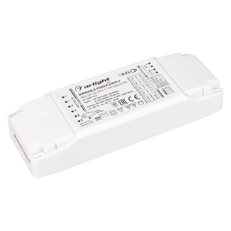Блок питания ARJ-20-PFC-DALI-1-10V-A (20W, 250-700mA) (ARL, IP20 Пластик, 5 лет) (025111(1))