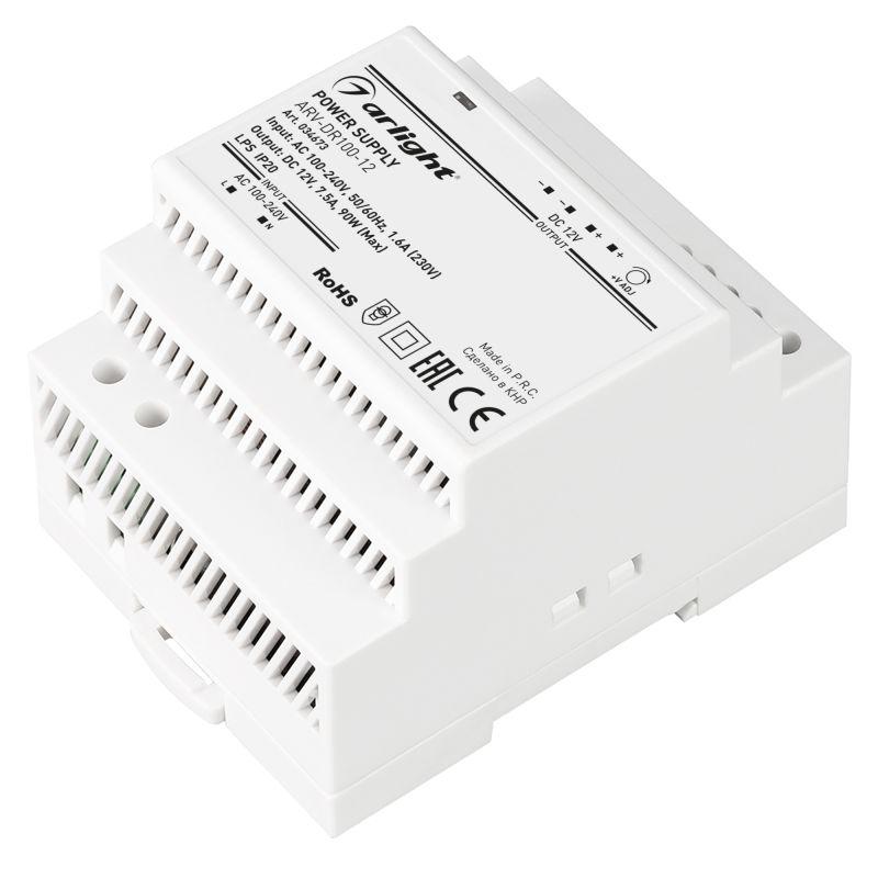 Блок питания ARV-DR100-12 (12V, 8.3A, 100W) (Arlight, IP20 DIN-рейка) (034673)