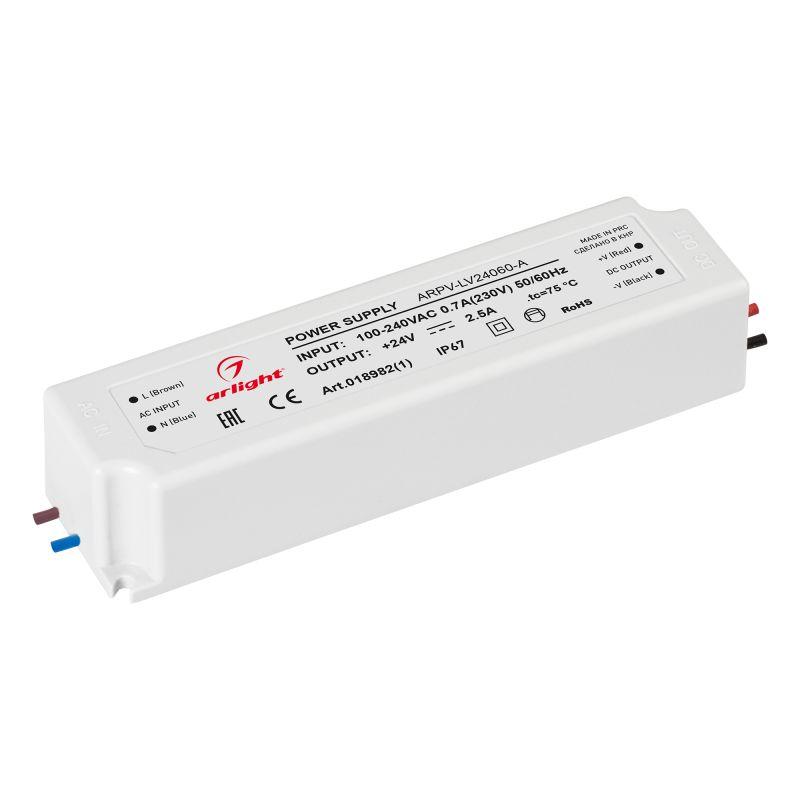 Блок питания ARPV-LV24060-A (24V, 2.5A, 60W) (Arlight, IP67 Пластик, 3 года) (018982(1))