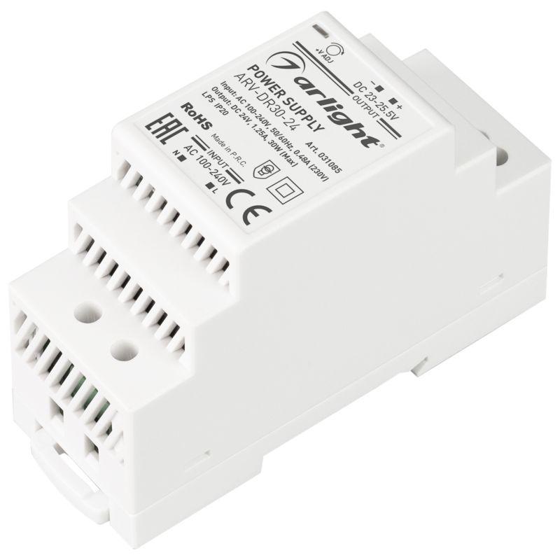 Блок питания ARV-DR30-24 (24V, 1.25A, 30W) (ARL, IP20 DIN-рейка) (031085)