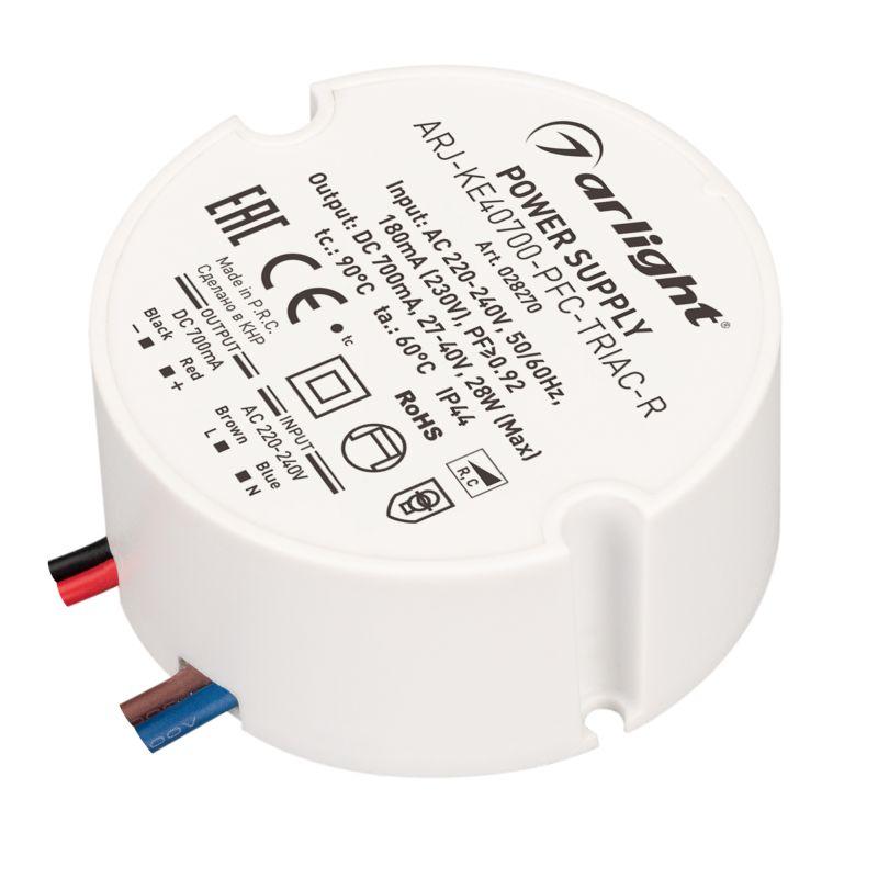 Блок питания ARJ-KE40700-PFC-TRIAC-R (28W, 700mA) (ARL, IP44 Пластик, 5 лет) (028270)