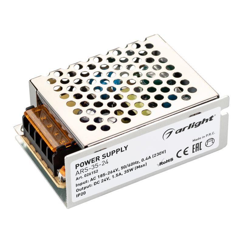 Блок питания ARS-35-24 (24V, 1.5A, 35W) (ARL, IP20 Сетка, 2 года) (026152)