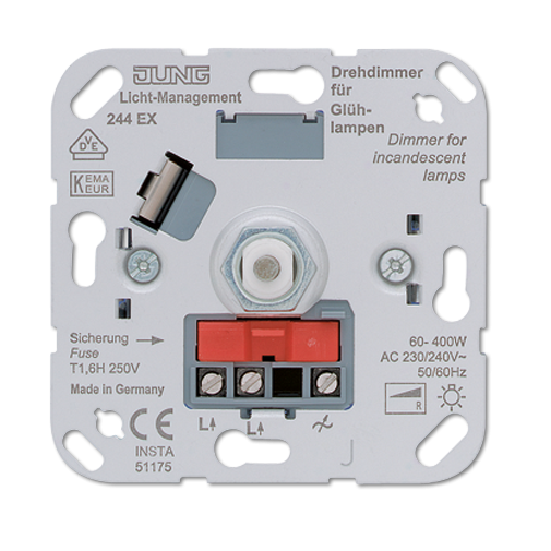 ECO Диммер с поворотным выключателем 60-400 Вт для ламп накаливания, 230V, с крышкой, белый (5544.02VEINS/1WW)
