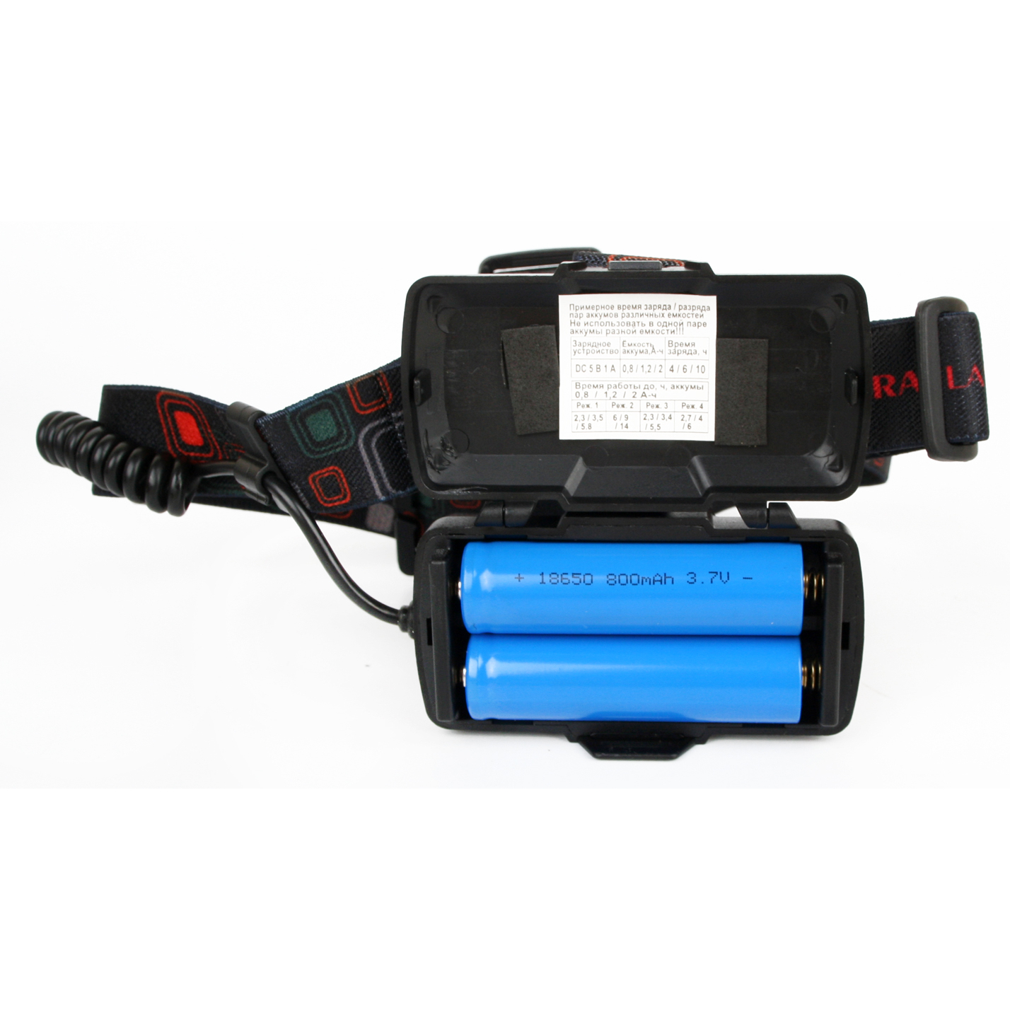 Ultraflash E1335 (фонарь налоб акк 3,7В, черный, 2LED, 4 Ватт, фокус, 2 ак 4 реж, метал, бокс)