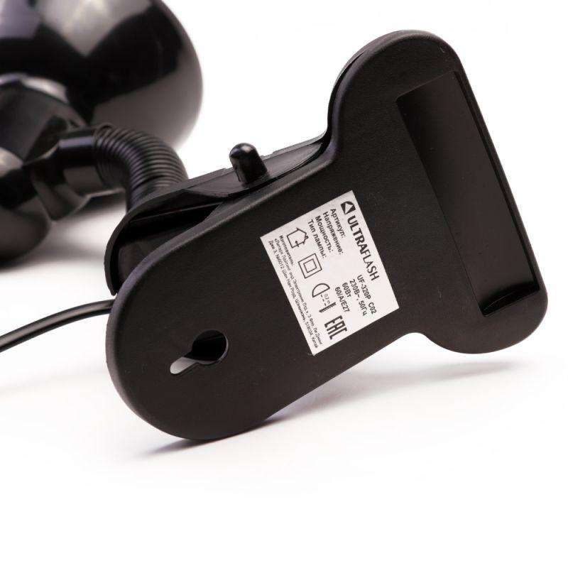 Ultraflash UF-320 C02 черный (Светильник настольный с прищепкой 230В, 60Вт, E27, ЛОН)