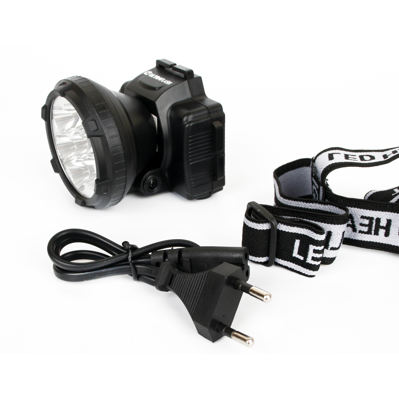 Фонарь налобный аккумуляторный LED 5363 (220В 9LED 2 режима черн.) Ultraflash 11257