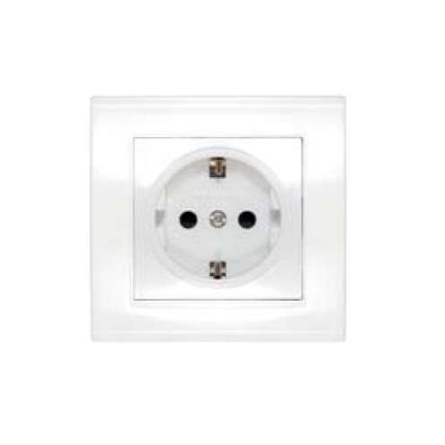Розетка 1-м СП Бриллиант 16А IP20 с заземл. защ. шторки бел. UNIVersal 7947632